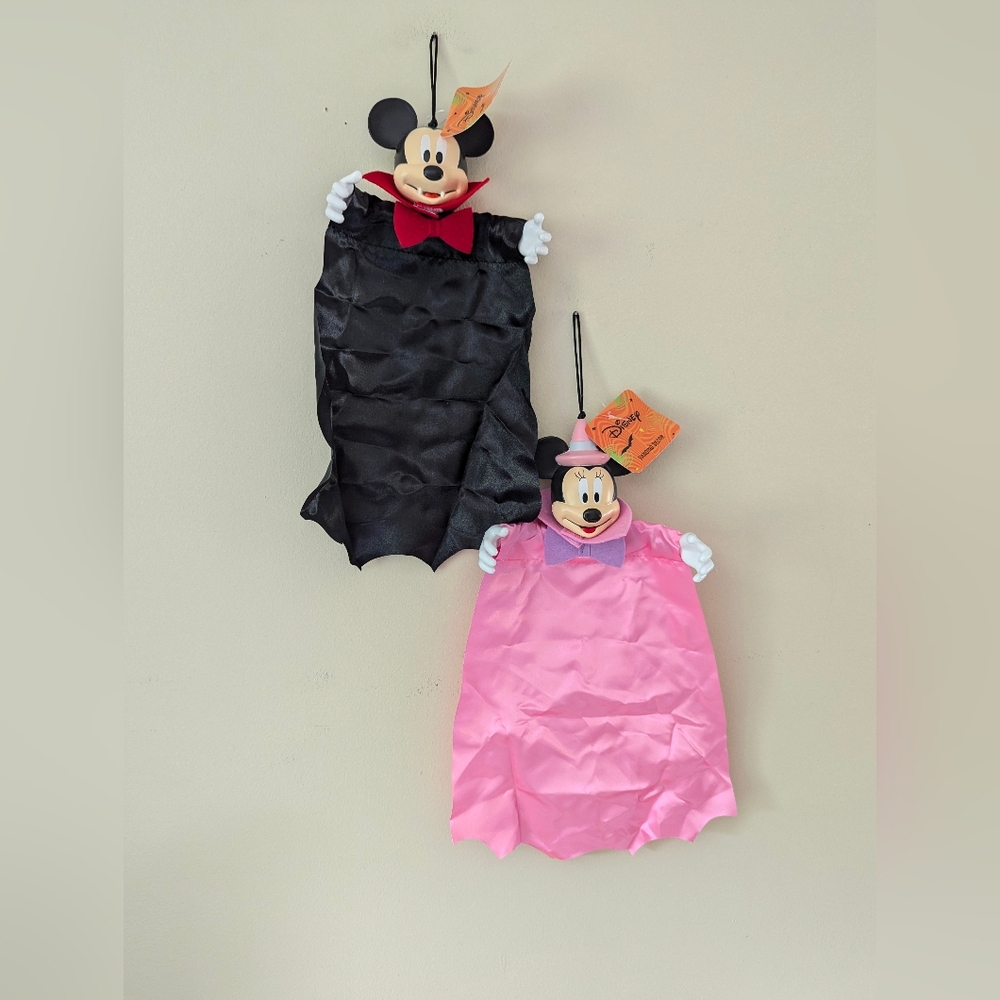 Disney MINNIE AND MICKEY Mouse Hanging Ghost Witch vampire Halloween Decor 16”